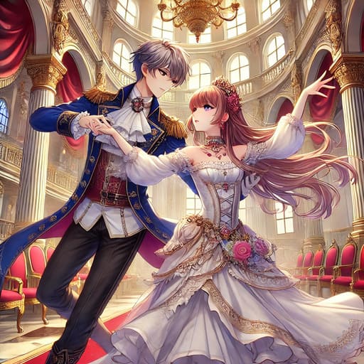 セリーヌとウィルフレッドが王宮で動きのある美しいシーン
