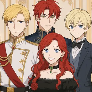 作品の主要キャラクターたちが描かれたイラスト(エルドリア、王太子、ユリエルなど)