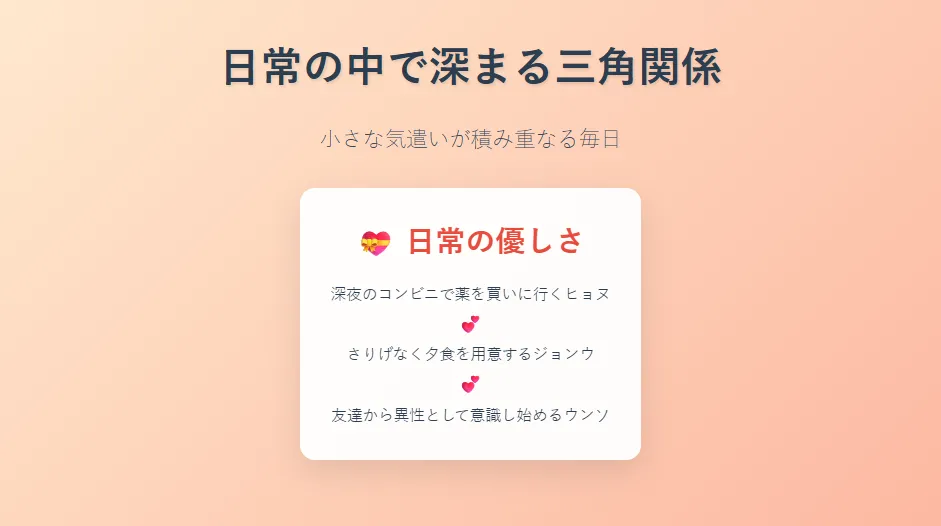 本部長たちとひとつ屋根の下で|3関係の深まり - 日常の優しさで芽生える恋心