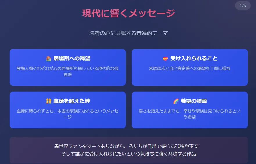 現代的メッセージ - 読者に響く普遍的テーマ