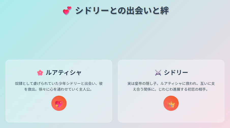 シドリーとの出会い - 重要なキャラクター関係の発展